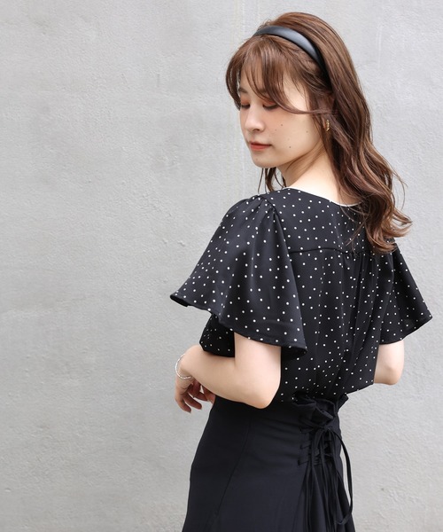 one after another NICE CLAUP（ワンアフターアナザーナイスクラップ）の「【WEB限定カラーあり】フレア配色パイピングブラウス（シャツ/ブラウス・レディース・ブラック/イエロー/アイボリー/ミント/その他1/その他2・FREE）」の9枚目の写真