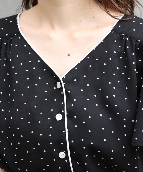 one after another NICE CLAUP（ワンアフターアナザーナイスクラップ）の「【WEB限定カラーあり】フレア配色パイピングブラウス（シャツ/ブラウス・レディース・ブラック/イエロー/アイボリー/ミント/その他1/その他2・FREE）」の11枚目の写真