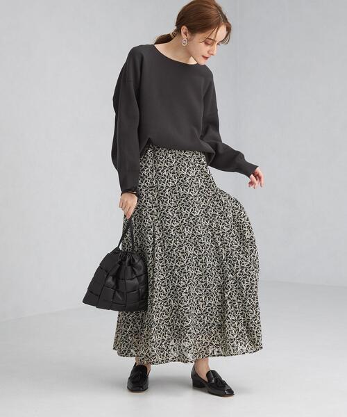 green label relaxing(グリーンレーベルリラクシング)の「ジャカード モノトーン プリント マーメイド スカート(スカート・レディース・ブラック・38/36)」の10枚目の写真