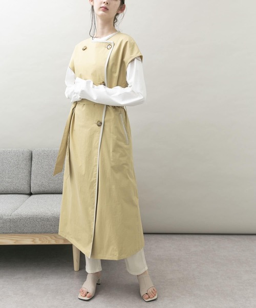 UR Lab.(アーバンリサーチラボ)の「トレンチ風ロングベスト(ベスト・レディース・ベージュ/ライトベージュ・FREE)」の1枚目の写真