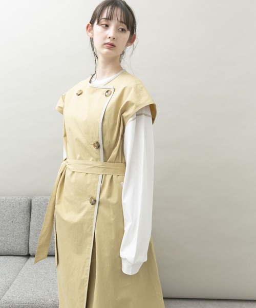 UR Lab.(アーバンリサーチラボ)の「トレンチ風ロングベスト(ベスト・レディース・ベージュ/ライトベージュ・FREE)」の10枚目の写真