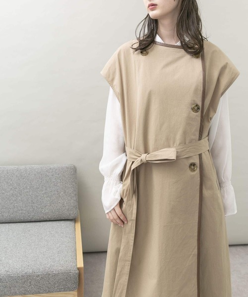 UR Lab.(アーバンリサーチラボ)の「トレンチ風ロングベスト(ベスト・レディース・ベージュ/ライトベージュ・FREE)」の17枚目の写真