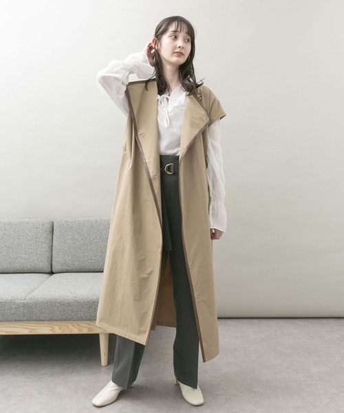 UR Lab.(アーバンリサーチラボ)の「トレンチ風ロングベスト(ベスト・レディース・ベージュ/ライトベージュ・FREE)」の8枚目の写真