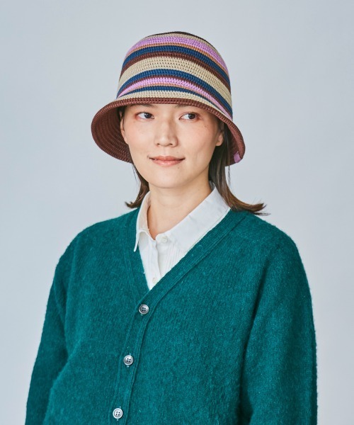 OVERRIDE(オーバーライド)の「OVERRIDE TM RISO STRIPES TULIP(ハット・レディース・ブルー/ベージュ/ブラック・58cm)」の5枚目の写真