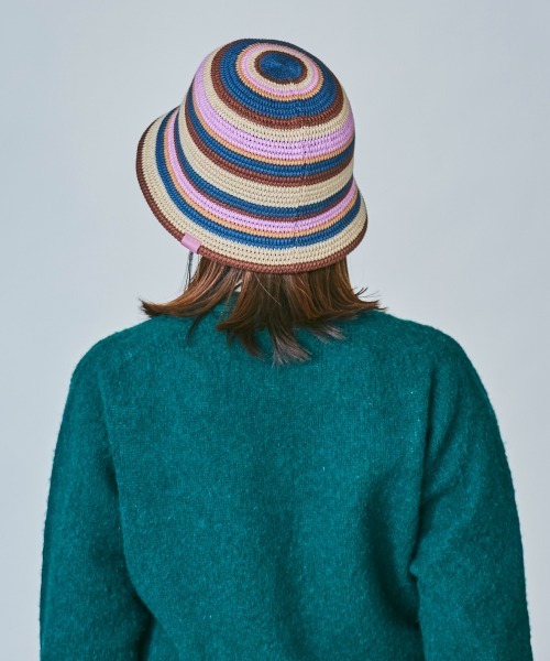 OVERRIDE(オーバーライド)の「OVERRIDE TM RISO STRIPES TULIP(ハット・レディース・ブルー/ベージュ/ブラック・58cm)」の4枚目の写真