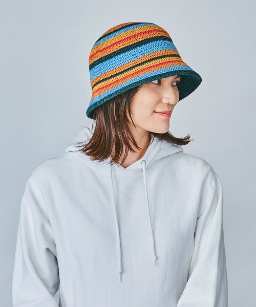 OVERRIDE(オーバーライド)の「OVERRIDE TM RISO STRIPES TULIP(ハット・レディース・ブルー/ベージュ/ブラック・58cm)」の8枚目の写真