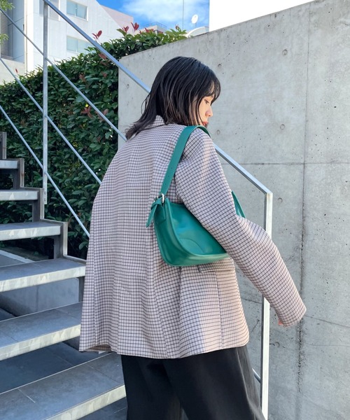 WHO'S WHO gallery（フーズフーギャラリー）の「シングルチェックジャケット（テーラードジャケット・レディース・ダークグリーン/ベージュ/ネイビー/ブラウン/グリーン・FREE）」の21枚目の写真