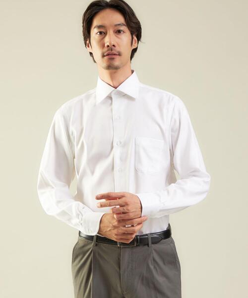 green label relaxing(グリーンレーベルリラクシング)の「OLT ▼▼▼ コットンフレンチツイル レギュラー ワイドカラー ドレスシャツ -イージーアイロン-(ビジネスシャツ・メンズ・ホワイト/ライトブルー/ライラック・37cm/38cm/39cm/40cm/41cm/42cm/43cm)」の2枚目の写真