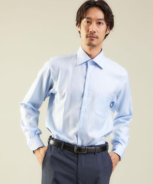 green label relaxing(グリーンレーベルリラクシング)の「OLT ▼▼▼ コットンフレンチツイル レギュラー ワイドカラー ドレスシャツ -イージーアイロン-(ビジネスシャツ・メンズ・ホワイト/ライトブルー/ライラック・37cm/38cm/39cm/40cm/41cm/42cm/43cm)」の3枚目の写真