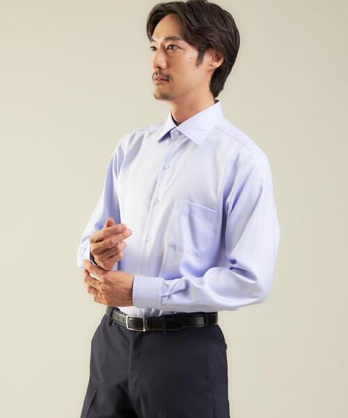 green label relaxing(グリーンレーベルリラクシング)の「OLT ▼▼▼ コットンフレンチツイル レギュラー ワイドカラー ドレスシャツ -イージーアイロン-(ビジネスシャツ・メンズ・ホワイト/ライトブルー/ライラック・37cm/38cm/39cm/40cm/41cm/42cm/43cm)」の16枚目の写真