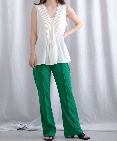 ANDJ(アンドジェイ)の「シアーランダムリブピンタックノースリーブトップス(タンクトップ・レディース・オフホワイト/イエロー/パープル・M)」の13枚目の写真