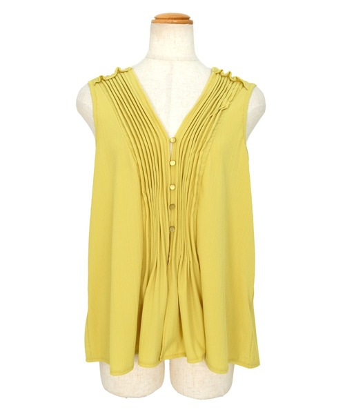 ANDJ(アンドジェイ)の「シアーランダムリブピンタックノースリーブトップス(タンクトップ・レディース・オフホワイト/イエロー/パープル・M)」の11枚目の写真