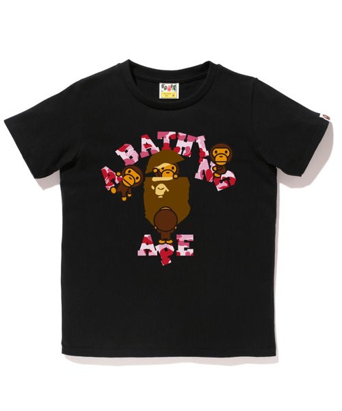A BATHING APE（アベイシングエイプ）の「ABC CAMO COLLEGE MILO TEE L（Tシャツ/カットソー・レディース・ブラック×ピンク/ブラック×ブルー・MEDIUM/SMALL/X-SMALL）」の2枚目の写真
