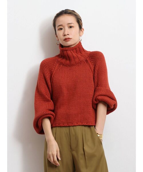 Ungrid(アングリッド)の「ローゲージハイネックショートニット(ニット/セーター・レディース・チャコールグレー/オレンジ/アイボリー・FREE)」の3枚目の写真