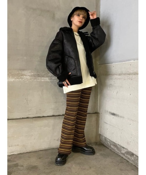 限定値下▶projectr ランペ　ニット パンツ　M SLY（スライ）の「RANDOM BORDER KNIT PT ランダムボーダー
