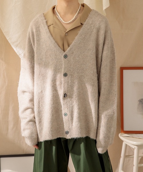 Adoon plain（アドーンプレーン）の「【Adoon plain】モヘアライクカーディガン（カーディガン/ボレロ・メンズ・ライトグレー/ブルー/グリーン/ライトベージュ・MEDIUM/LARGE）」の9枚目の写真