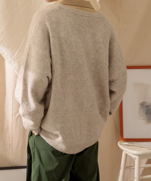 Adoon plain（アドーンプレーン）の「【Adoon plain】モヘアライクカーディガン（カーディガン/ボレロ・メンズ・ライトグレー/ブルー/グリーン/ライトベージュ・MEDIUM/LARGE）」の6枚目の写真