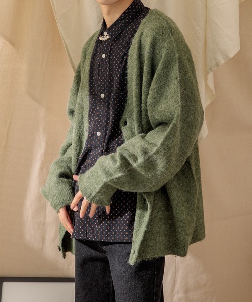 Adoon plain（アドーンプレーン）の「【Adoon plain】モヘアライクカーディガン（カーディガン/ボレロ・メンズ・ライトグレー/ブルー/グリーン/ライトベージュ・MEDIUM/LARGE）」の7枚目の写真