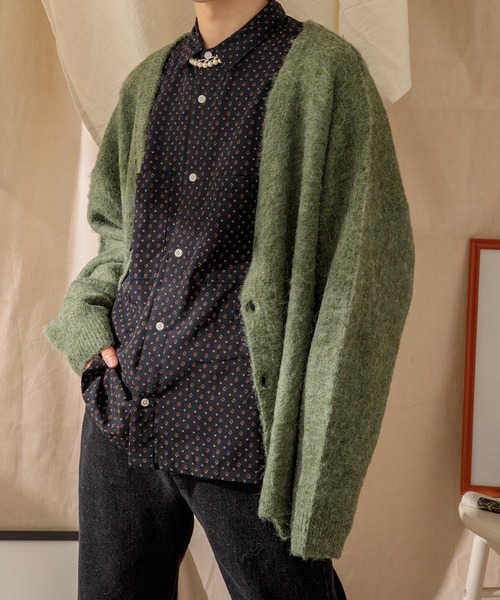 Adoon plain（アドーンプレーン）の「【Adoon plain】モヘアライクカーディガン（カーディガン/ボレロ・メンズ・ライトグレー/ブルー/グリーン/ライトベージュ・MEDIUM/LARGE）」の17枚目の写真