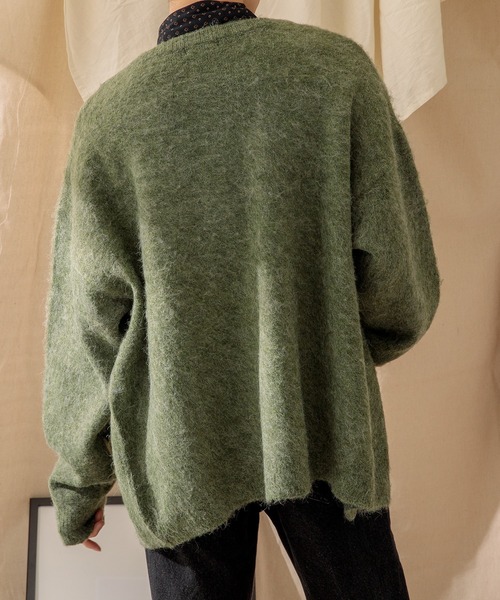 Adoon plain（アドーンプレーン）の「【Adoon plain】モヘアライクカーディガン（カーディガン/ボレロ・メンズ・ライトグレー/ブルー/グリーン/ライトベージュ・MEDIUM/LARGE）」の10枚目の写真