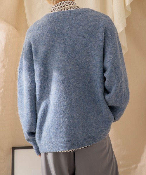 Adoon plain（アドーンプレーン）の「【Adoon plain】モヘアライクカーディガン（カーディガン/ボレロ・メンズ・ライトグレー/ブルー/グリーン/ライトベージュ・MEDIUM/LARGE）」の18枚目の写真