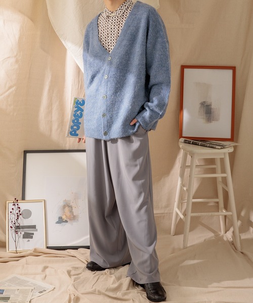 Adoon plain（アドーンプレーン）の「【Adoon plain】モヘアライクカーディガン（カーディガン/ボレロ・メンズ・ライトグレー/ブルー/グリーン/ライトベージュ・MEDIUM/LARGE）」の14枚目の写真