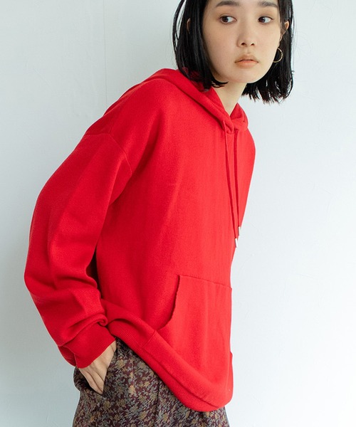 audrey and john wad(オードリーアンドジョンワッド)の「【Audrey and John Wad】カシミヤ混ニットパーカー -ウォッシャブル-(パーカー・レディース・ブラック/レッド/サックスブルー/ライトベージュ/グレイッシュベージュ・FREE)」の5枚目の写真