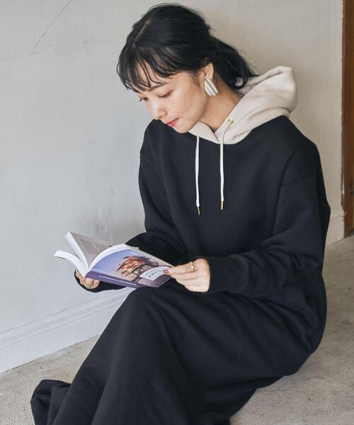 coen（コーエン）の「【復刻】着丈が選べる。CVC裏起毛フーディーパーカーマキシワンピース（WEB限定カラー）（ワンピース・レディース・ブラック/オフホワイト/オリーブ/その他1/コバルトブルー・SMALL/MEDIUM/LARGE）」の20枚目の写真