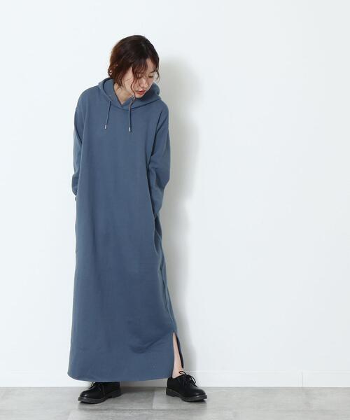 coen（コーエン）の「【復刻】着丈が選べる。CVC裏起毛フーディーパーカーマキシワンピース（WEB限定カラー）（ワンピース・レディース・ブラック/オフホワイト/オリーブ/その他1/コバルトブルー・SMALL/MEDIUM/LARGE）」の22枚目の写真