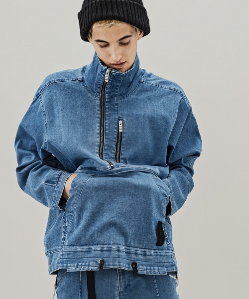 C DIEM（カルペディエム）の「mj8221-DENIM STAND PULL ブルゾン（デニムジャケット・メンズ・ブラック/インディゴブルー・S/M/L）」の16枚目の写真