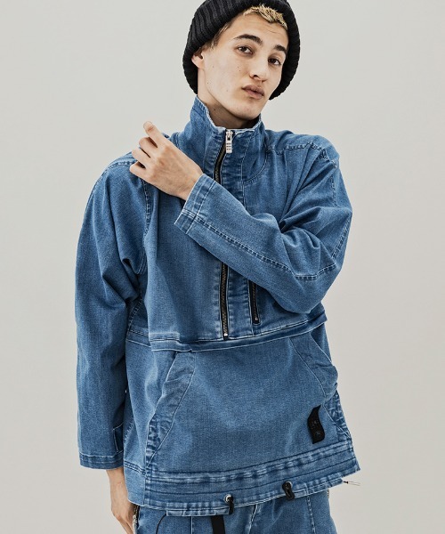 C DIEM（カルペディエム）の「mj8221-DENIM STAND PULL ブルゾン（デニムジャケット・メンズ・ブラック/インディゴブルー・S/M/L）」の8枚目の写真