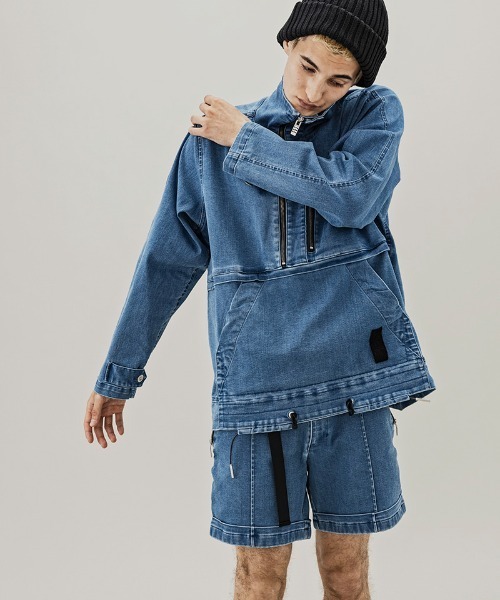 C DIEM（カルペディエム）の「mj8221-DENIM STAND PULL ブルゾン（デニムジャケット・メンズ・ブラック/インディゴブルー・S/M/L）」の12枚目の写真