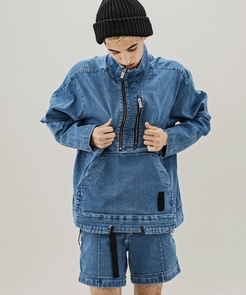 C DIEM（カルペディエム）の「mj8221-DENIM STAND PULL ブルゾン（デニムジャケット・メンズ・ブラック/インディゴブルー・S/M/L）」の10枚目の写真