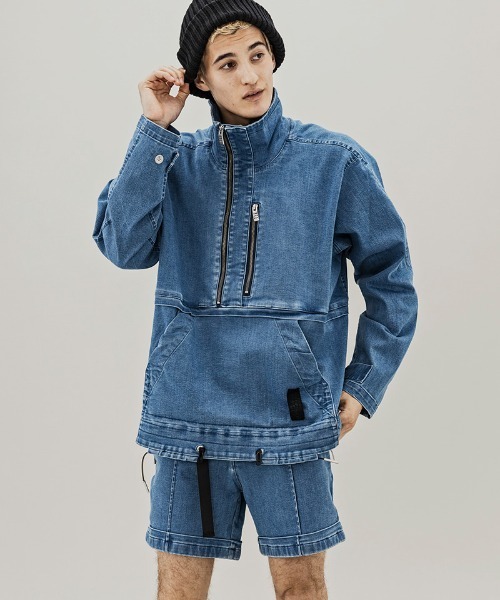 C DIEM（カルペディエム）の「mj8221-DENIM STAND PULL ブルゾン（デニムジャケット・メンズ・ブラック/インディゴブルー・S/M/L）」の18枚目の写真