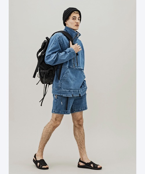 C DIEM（カルペディエム）の「mj8221-DENIM STAND PULL ブルゾン（デニムジャケット・メンズ・ブラック/インディゴブルー・S/M/L）」の6枚目の写真