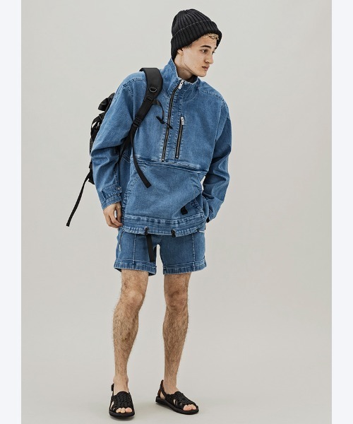 C DIEM（カルペディエム）の「mj8221-DENIM STAND PULL ブルゾン（デニムジャケット・メンズ・ブラック/インディゴブルー・S/M/L）」の14枚目の写真