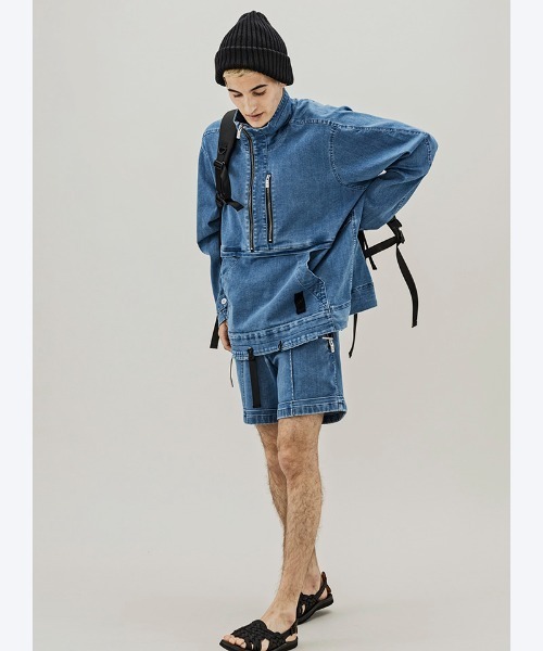 C DIEM（カルペディエム）の「mj8221-DENIM STAND PULL ブルゾン（デニムジャケット・メンズ・ブラック/インディゴブルー・S/M/L）」の17枚目の写真