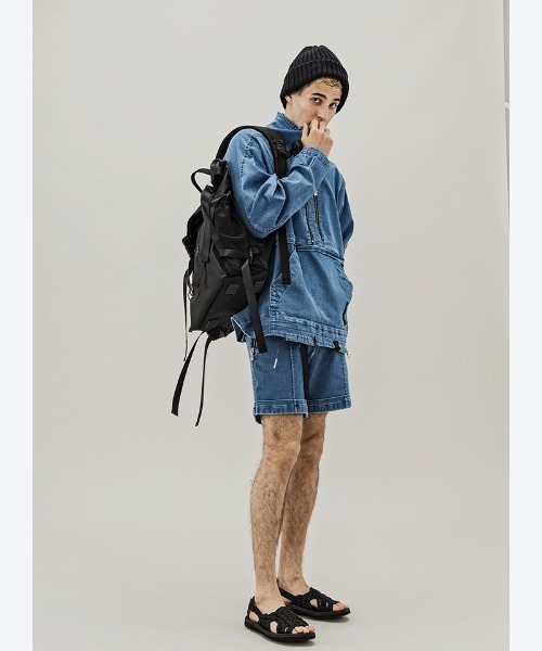 C DIEM（カルペディエム）の「mj8221-DENIM STAND PULL ブルゾン（デニムジャケット・メンズ・ブラック/インディゴブルー・S/M/L）」の9枚目の写真