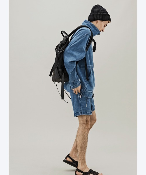 C DIEM（カルペディエム）の「mj8221-DENIM STAND PULL ブルゾン（デニムジャケット・メンズ・ブラック/インディゴブルー・S/M/L）」の13枚目の写真