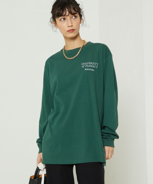 FREAK'S STORE（フリークスストア）の「HAWAII LONG SLEEVE TEE/ハワイロングスリーブTシャツ(プリントロンＴ)（Tシャツ/カットソー・レディース・ホワイト/オリーブ/グリーン/ブルーグリーン/オフホワイト/ナチュラル・ﾌﾘ-）」の5枚目の写真