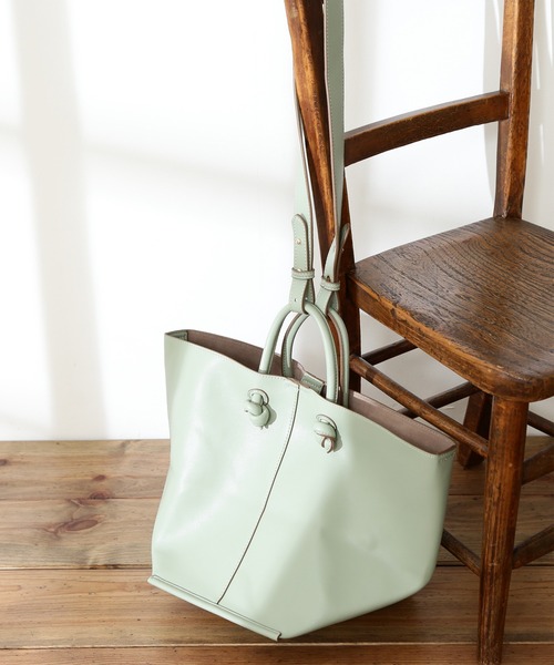 N.(N. Natural Beauty Basic)(エヌエヌナチュラルビューティーベーシック)の「◆2WAYワイドトートバッグ(トートバッグ・レディース・ブラウン/ナチュラル/ライトグリーン・フリ-)」の3枚目の写真