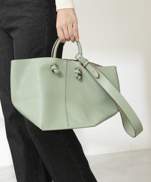 N.(N. Natural Beauty Basic)(エヌエヌナチュラルビューティーベーシック)の「◆2WAYワイドトートバッグ(トートバッグ・レディース・ブラウン/ナチュラル/ライトグリーン・フリ-)」の4枚目の写真