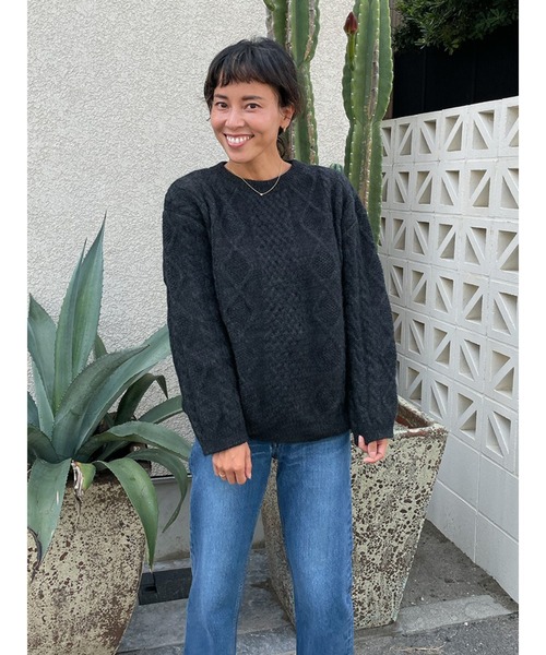 Vicente(ヴィセンテ)の「HONEY collaboration knit(ニット/セーター・レディース・グレー/オフホワイト・FREE)」の5枚目の写真