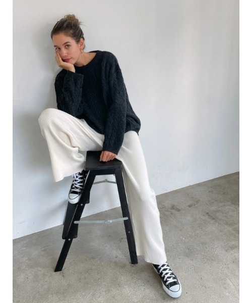 Vicente(ヴィセンテ)の「HONEY collaboration knit(ニット/セーター・レディース・グレー/オフホワイト・FREE)」の8枚目の写真