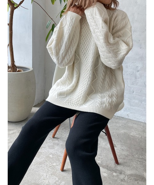 Vicente(ヴィセンテ)の「HONEY collaboration knit(ニット/セーター・レディース・グレー/オフホワイト・FREE)」の18枚目の写真