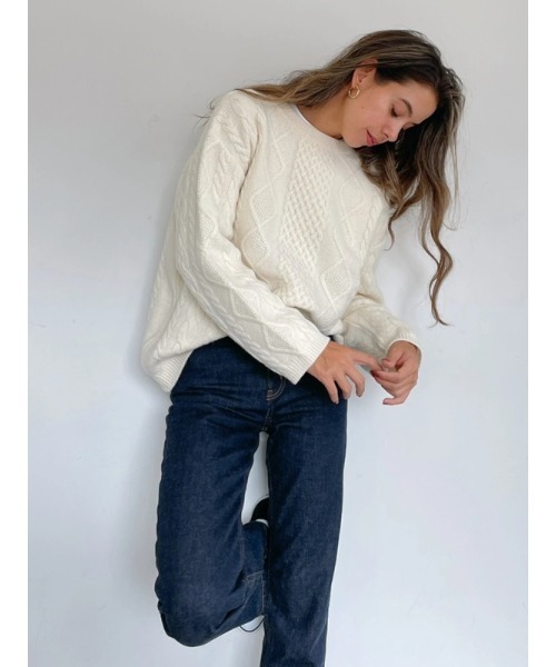 Vicente(ヴィセンテ)の「HONEY collaboration knit(ニット/セーター・レディース・グレー/オフホワイト・FREE)」の20枚目の写真