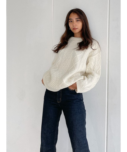 Vicente(ヴィセンテ)の「HONEY collaboration knit(ニット/セーター・レディース・グレー/オフホワイト・FREE)」の19枚目の写真