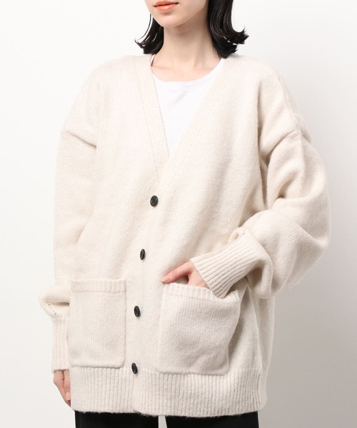 Cookie Chocolate(クッキーチョコレート)の「起毛モヘアタッチルーズカーディガン(カーディガン/ボレロ・レディース・オレンジ/アイボリー・M)」の1枚目の写真
