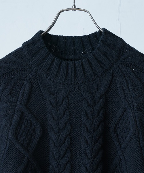 Lui's（ルイス）の「ケーブル編みドルマンニット（ニット/セーター・メンズ・アイボリー/ブルー/ブラック・FREE）」の16枚目の写真