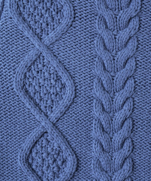 Lui's（ルイス）の「ケーブル編みドルマンニット（ニット/セーター・メンズ・アイボリー/ブルー/ブラック・FREE）」の9枚目の写真